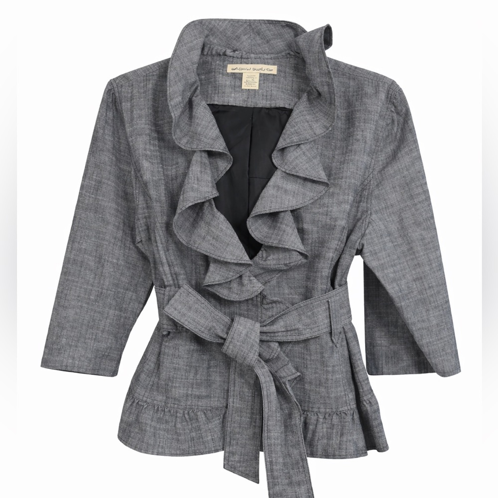 David Brooks Ruffled Chambray Top - Picture 7 of 10